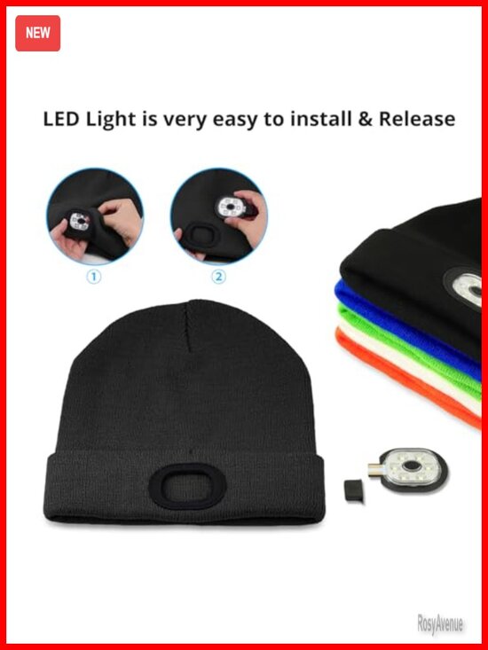 LED Beanie with Light Rechargeable Winter Hat Acrylic main image 5